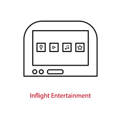 Inflight entertainment screen icon on an airplane seatback.