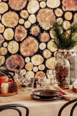 Close-up of table ready for Christmas Eve supper