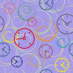 Seamless pattern composed of images hours. Vector