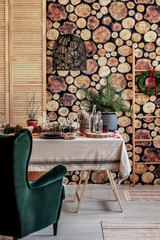 Modern living room interior decorated on Christmas time