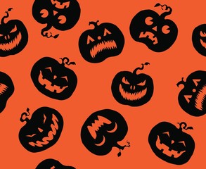Halloween orange festive seamless pattern