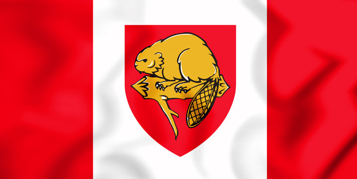 3D Flag of Brantford (Ontario province), Canada. 3D Illustration.