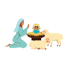 Obraz na płótnie Canvas merry christmas nativity christian cartoon