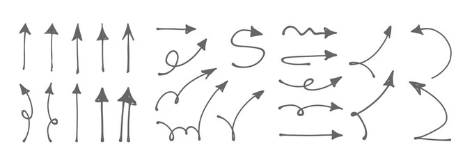 Doodle arrows collection. Set of hand drawn arrow illustrations.