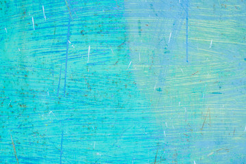 Fototapeta premium Abstract Grunge Decorative Light Blue Cyan Painted Stucco Wall Texture. Handmade Rough Winter Christmas Paper Wide Background With Copy Space