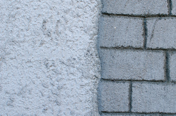 Brick Wall And Relief Plaster With Place For Text, Texture, Decorative Plaster
