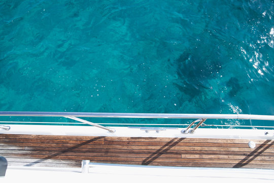 Italy, Sardinia, Planks of yacht deck