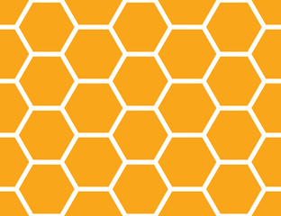 Vector seamless geometric pattern. Shaped white hexagons, orange background.