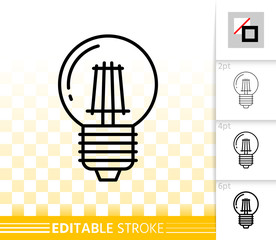 Light bulb glass lamp simple thin line vector icon