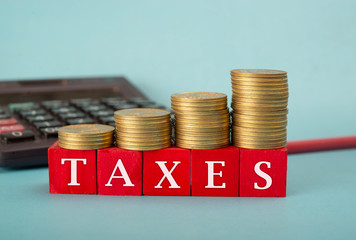 Increase in Taxes showed in a graph made with gold coins