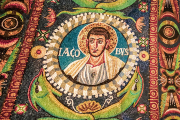 Ravenna, Italy - Inside View of the Mosaic of Aposte St. James in San Vitale Basilica (UNESCO World Heritage)