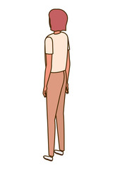 young man of back position on white background