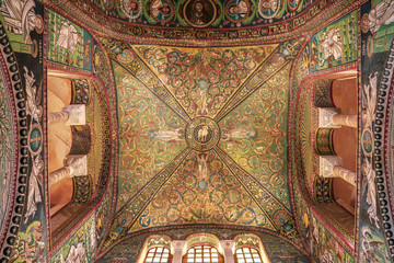 Ravenna, Italy - Inside View of the Ceiling in San Vitale Basilica (UNESCO World Heritage)