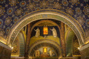 Ravenna, Italy - Inside View of the Galla Placidia Mausoleum (UNESCO World Heritage) - obrazy, fototapety, plakaty