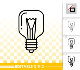 Light bulb glass lamp simple thin line vector icon