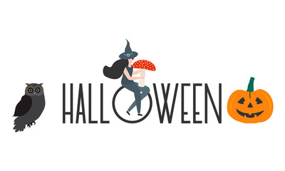 Creepy elements for Halloween 2020. Party card