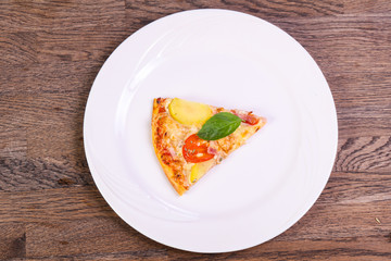 Pizza with ham and potato