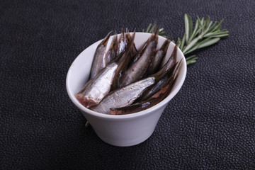 Anchovy fish snack in the bowl