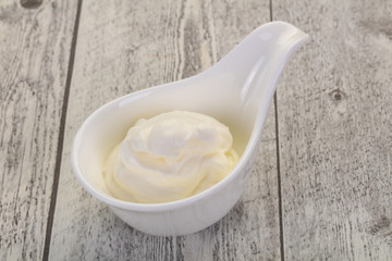 Sour cream in the bowl