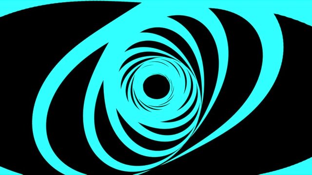 Abstract animation of bright colorful hypnotic tunnel with circles rotating in different planes on black background. Animation. High definition backdrop motion video clip