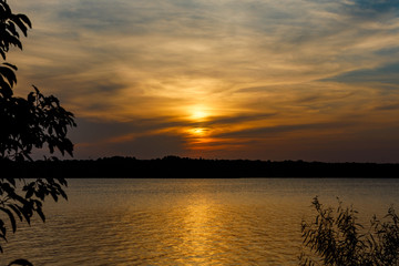 Sunset a t a lake in Oklahoma.