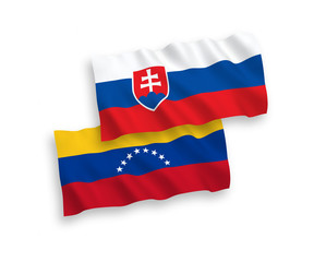 Flags of Venezuela and Slovakia on a white background