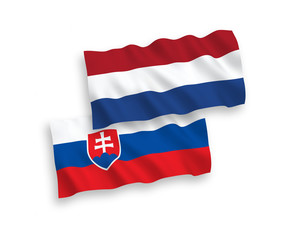 Flags of Slovakia and Netherlands on a white background