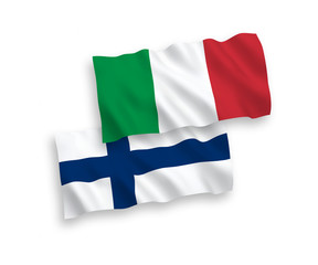 Flags of Italy and Finland on a white background