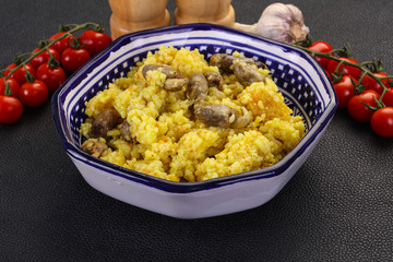 Rice with Chicken hearts