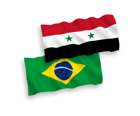 Flags of Brazil and Syria on a white background