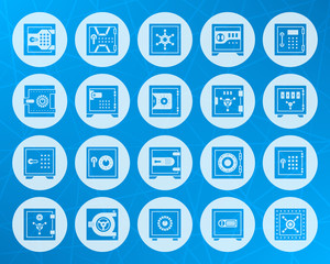 Safe bank cell shape carved flat icons vector set