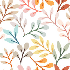 Fototapeta na wymiar Seamless pattern with hand drawn flowers on white background. Vintage repeat background. Vector floral texture.