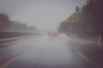 Fototapeta na wymiar bad weather on the road