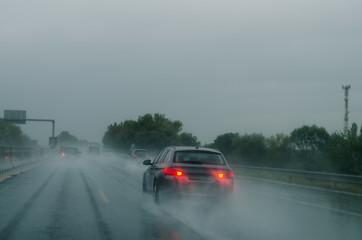 Fototapeta na wymiar bad weather on the road