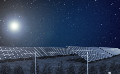 Solar energy panels at night