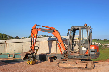Digger on a road construction site
