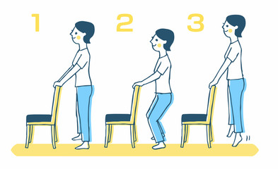 屈伸運動　椅子　