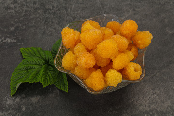 Sweet ripe tasty yellow raspberry