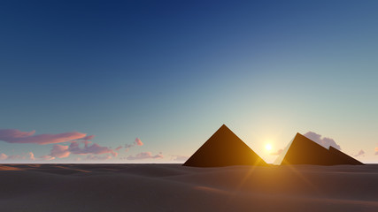 Fototapeta na wymiar Pyramidal Solar Panels in the Desert 3D Rendering
