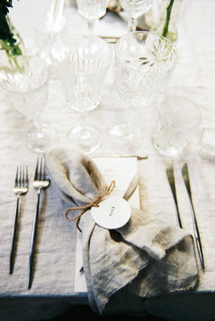 Table setting with a home made name tag