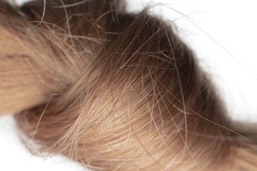 Macro shot of hair knot, brown color