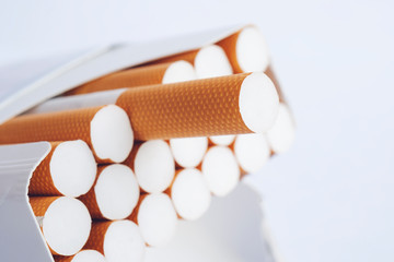 Fototapeta na wymiar Box of cigarettes, isolated on a white