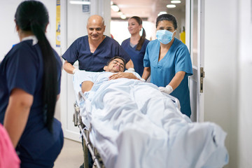 Patient arrives with ambulance to hospital