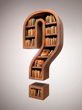 Question mark with books