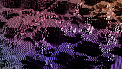 Technology geometry black background. 3d illustration, 3d rendering.