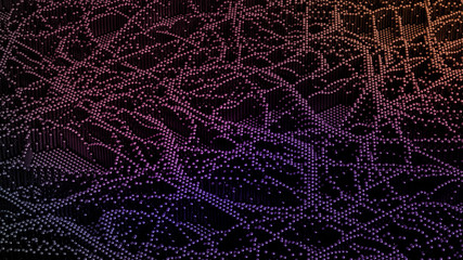 Technology geometry black background. 3d illustration, 3d rendering.