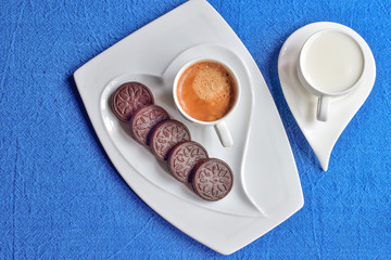 Delicious breakfast of cocoa cokies