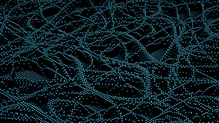 Technology geometry black background. 3d illustration, 3d rendering.