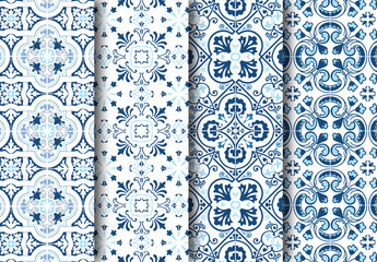 Mediterranean Blue Tile Pattern Set