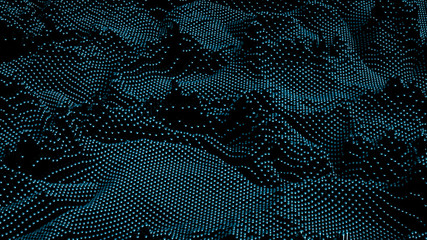 Technology geometry black background. 3d illustration, 3d rendering.